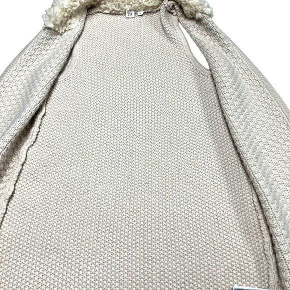 Gap SMALL Womens Sherpa Collar Cream Alpaca Wool Blend Knit Tunic Sweater Vest - Picture 7 of 11